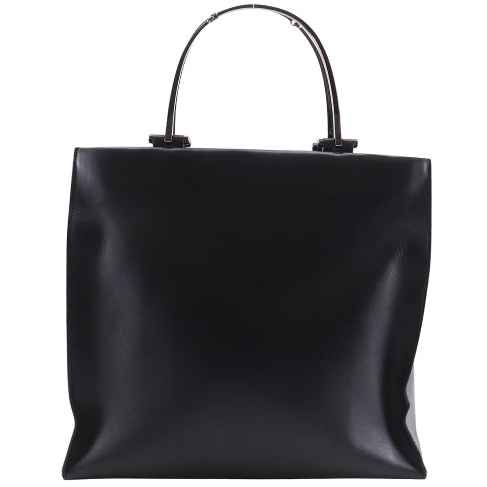 Gucci Tote Bag Handbag Calfskin Black Open